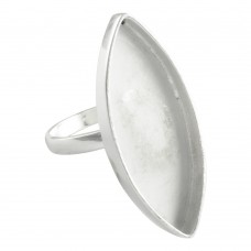 Marquise shape silver blank bezel cup casting ring for stone setting